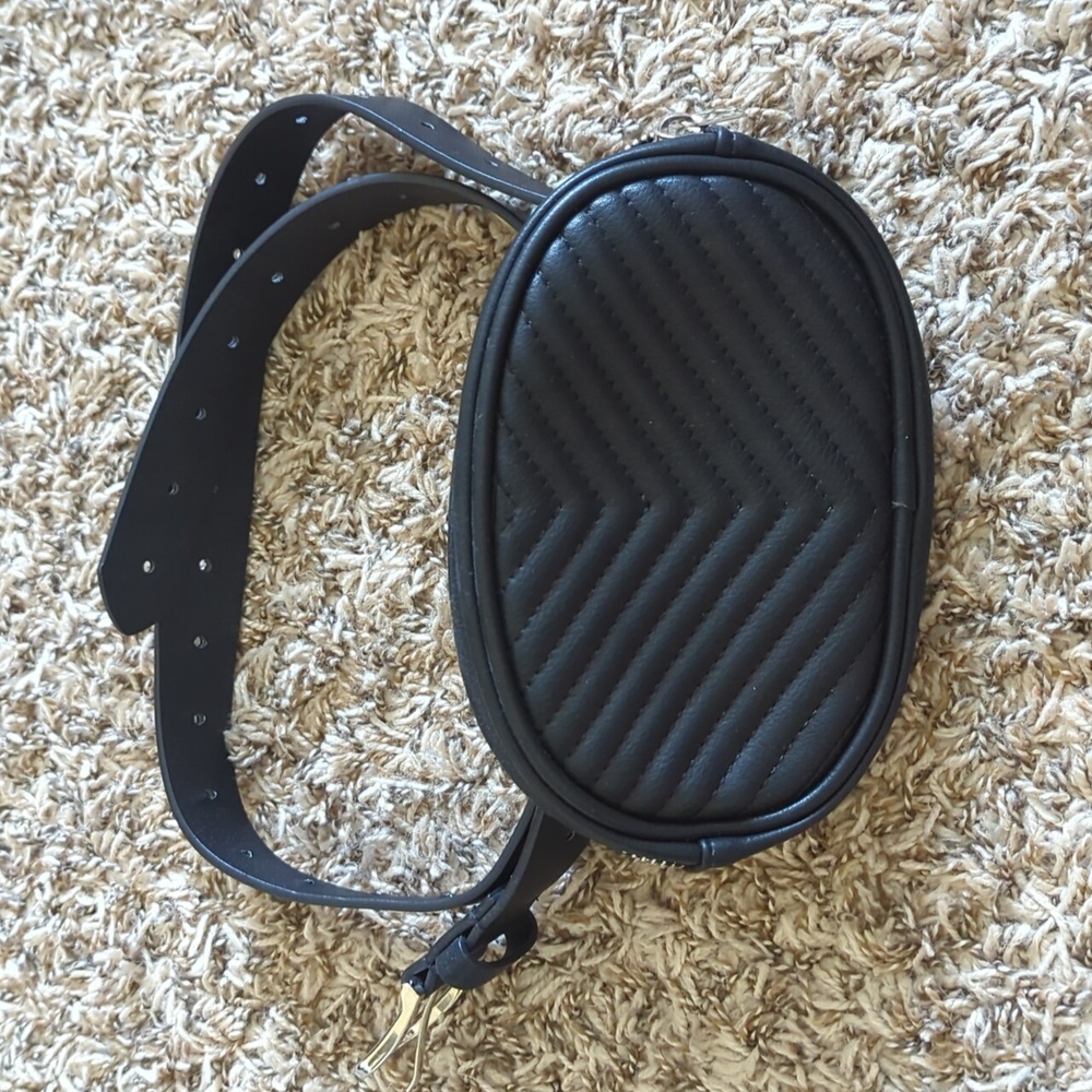 Black leather fanny pack